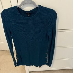 Ann Taylor Teal Long Sleeve Sweater with Button Details